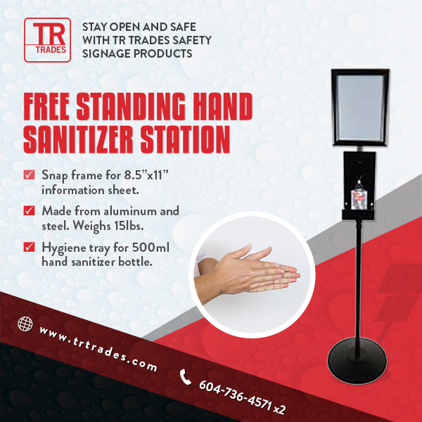Free standing hant sanitizer station